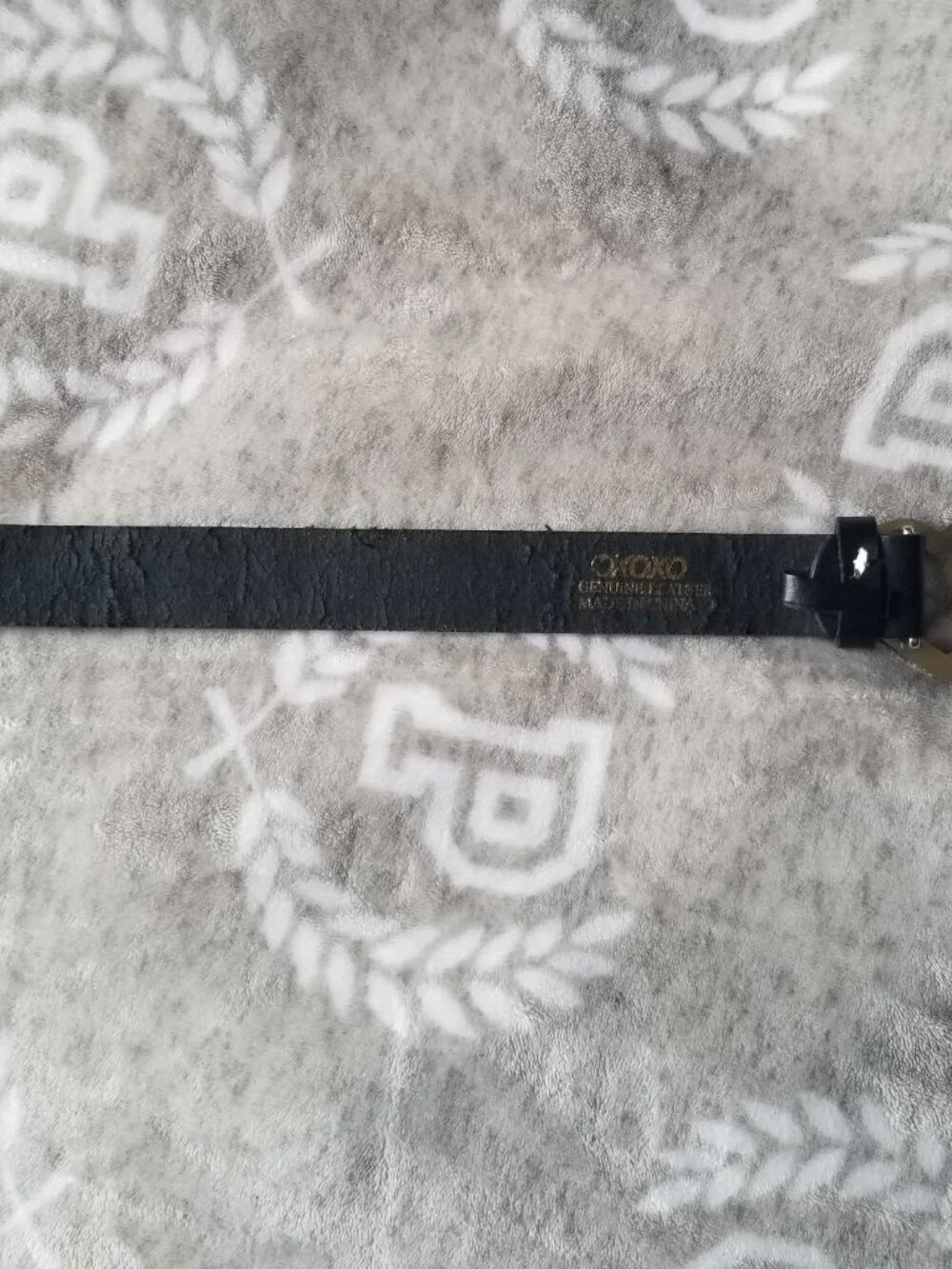 Y2K XOXO Women's Belt Large Black Silver Heart Buckle Rhinestones Leather Vintag